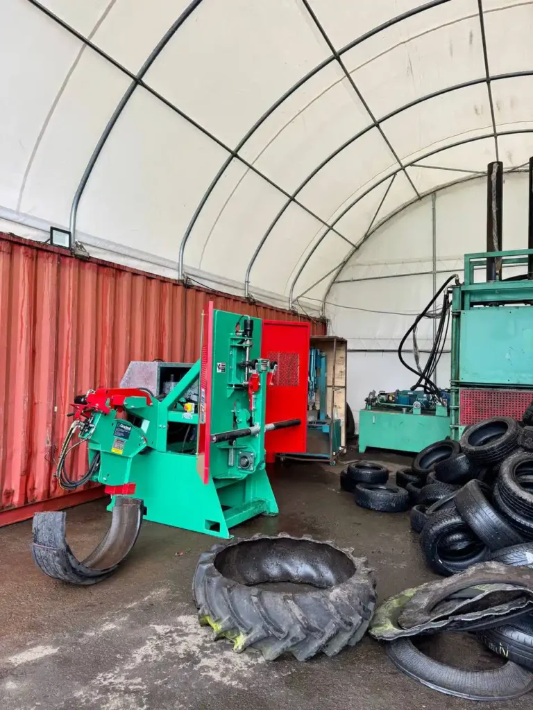 Truck tire cutting